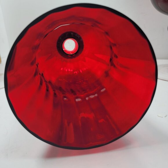 Hurricane Red Glass Candle Holders With Clear Stems Set of 3 - Picture 7 of 8